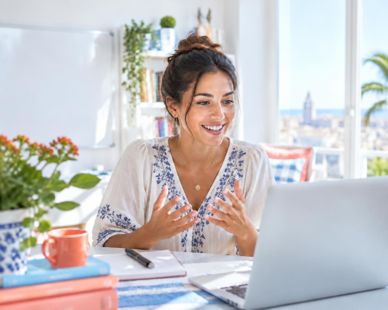 Native Spanish teacher giving an online Spanish lesson